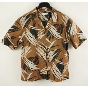 Closed Harlyn Mens Large Short Sleeve Brown Floral Lightweight Cotton Camp Shirt